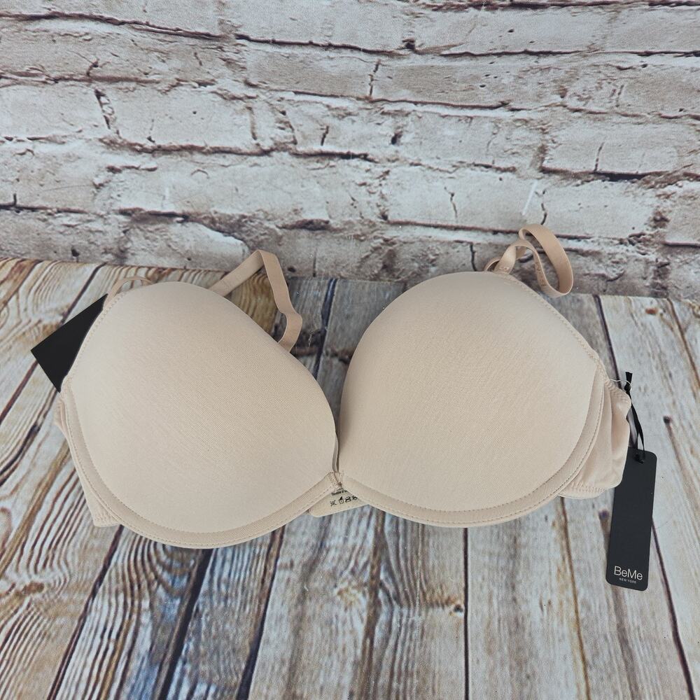 BeMe Bra Size 34C Tan Adjustable NEW Push Up Plunge Bra